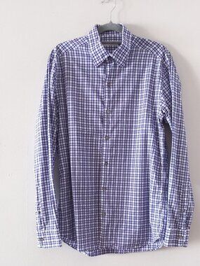 ERMENEGILDO ZEGNA blue plaid shirt M